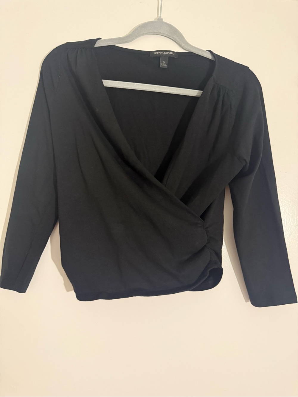 Banana Republic Black Crossover Long Sleeve Wrap Top
